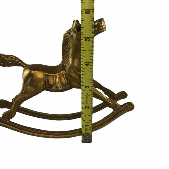 Vintage Solid Brass Rocking Horse Figurine 7.25" x 5.5" - Picture 10 of 11